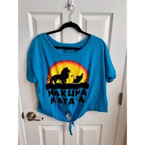 Disney Lion King‎ Hakuna Matata Graphic Tie-Front T-Shirt Tee Ladies XXL